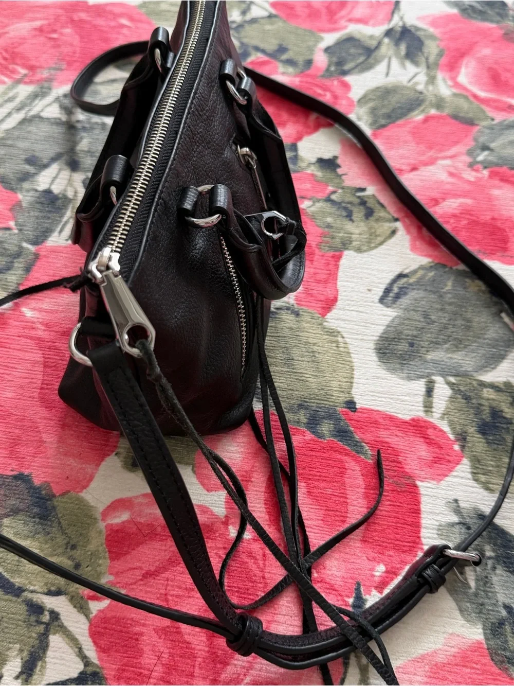 Rebecca Minkoff Micro Moto Black Leather Satchel